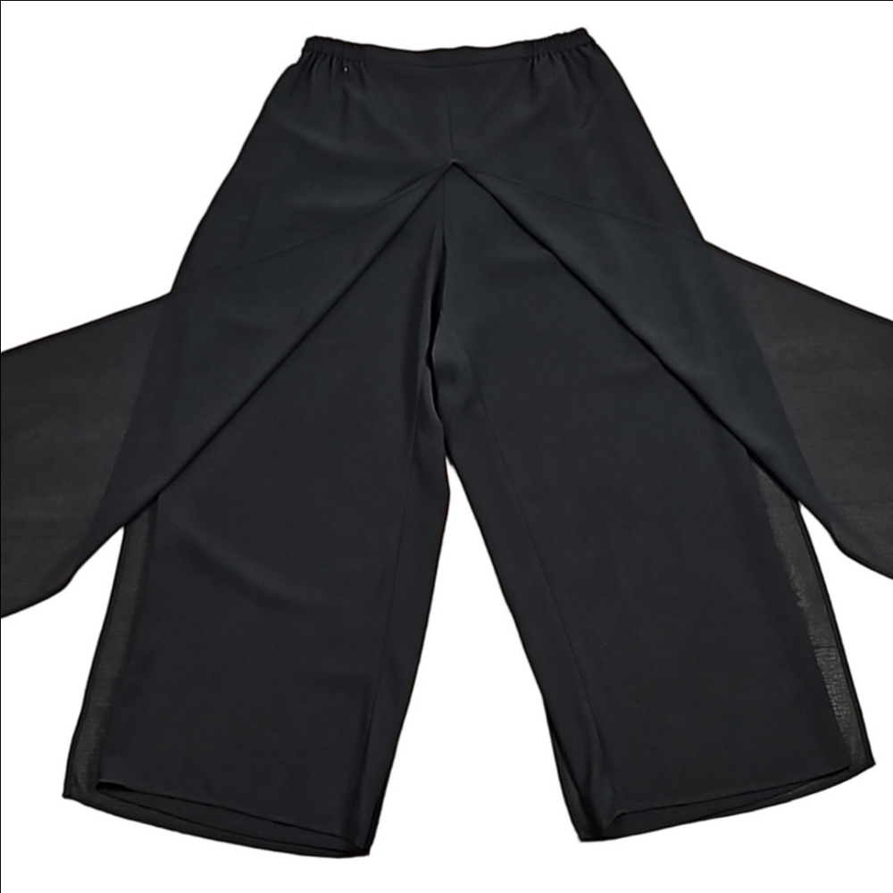 Vintage 80s 90s J.R. Nites Black High Waist Elastic Wide Split Leg Skirt Pant
